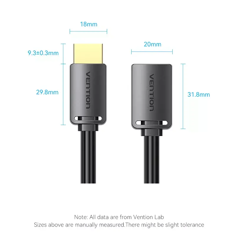 Vention AHCBF cable HDMI, HDMI macho a HDMI hembra, 1 m, 4K, negro