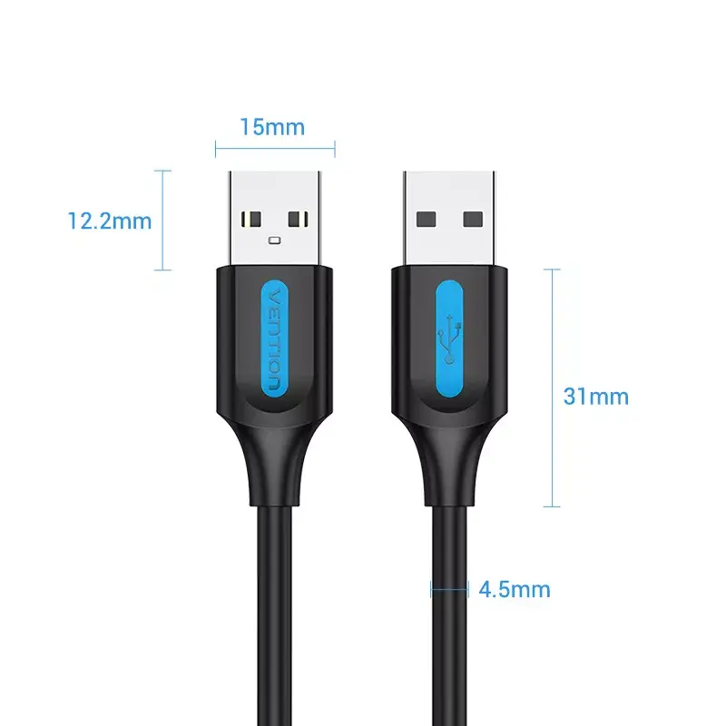 Vention COJBH cable USB 2.0, USB-A macho a USB-A macho, 2 m, 2 A, negro