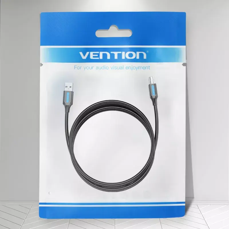 Cable USB 2.0 conector macho A a conector macho B 3 m — Vention — PVC negro, 480 Mbit/s, 2 A