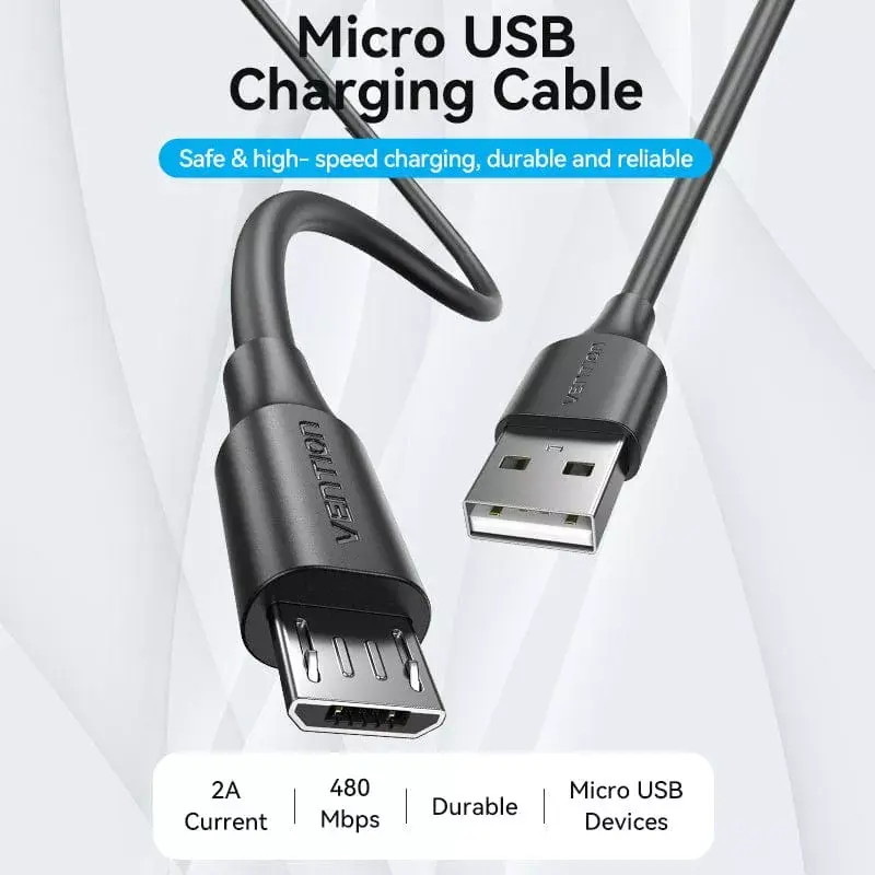 Cable Vention USB 2.0 conector macho A a conector macho Micro-B 2A 1,5 m negro