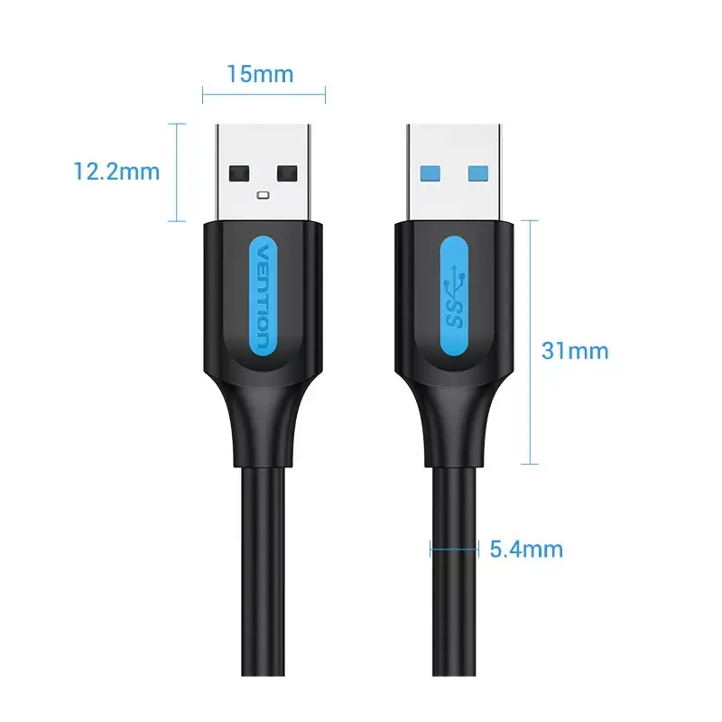 Vention CONBD cable USB 3.0, USB-A macho a USB-A macho, 0,5 m, PVC, negro