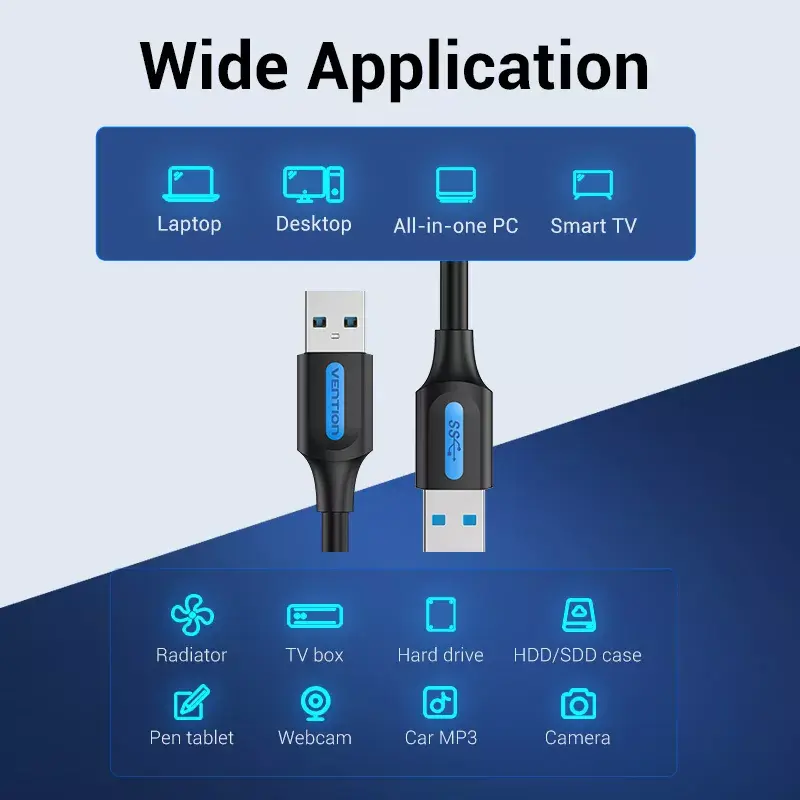 Vention CONBD cable USB 3.0, USB-A macho a USB-A macho, 0,5 m, PVC, negro
