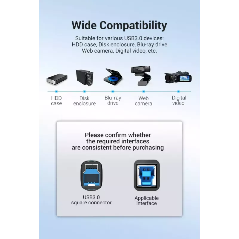 Vention COOBI cable de impresora USB 3.0, USB-A macho a USB-B macho, 3 m, 5 Gbps, negro