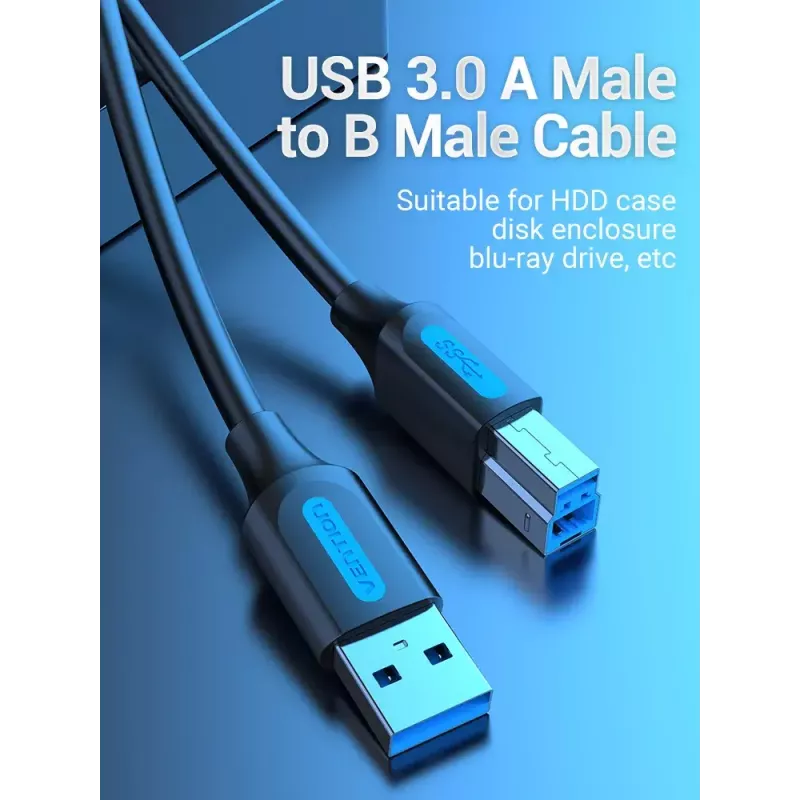 Vention COOBI cable de impresora USB 3.0, USB-A macho a USB-B macho, 3 m, 5 Gbps, negro
