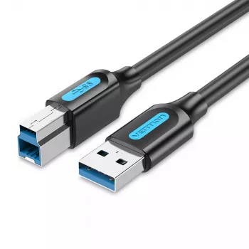Cable Vention USB 3.0 A a B 3 m — USB 3.2 Gen 1 (5 Gbit/s), negro, conectores niquelados