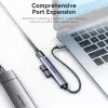 Vention CKOHB mini hub USB 3.0 4 en 1, 1x USB 3.0 + 3x USB 2.0, 5 Gbps, 0,15 m, aluminio, gris