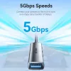 Vention CKOHB mini hub USB 3.0 4 en 1, 1x USB 3.0 + 3x USB 2.0, 5 Gbps, 0,15 m, aluminio, gris