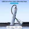 Vention CKOHB mini hub USB 3.0 4 en 1, 1x USB 3.0 + 3x USB 2.0, 5 Gbps, 0,15 m, aluminio, gris