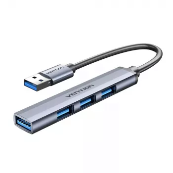 Hub USB Vention CKOHB — hub de 4 puertos USB 3.2 Gen 1/USB 2.0, cable de 0,15 m, aluminio gris