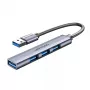 Vention CKOHB mini hub USB 3.0 4 en 1, 1x USB 3.0 + 3x USB 2.0, 5 Gbps, 0,15 m, aluminio, gris