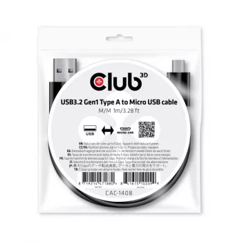 Cable USB 3.2 Gen1 Type-A a Micro-USB M/M 1 m CLUB3D CAC-1408