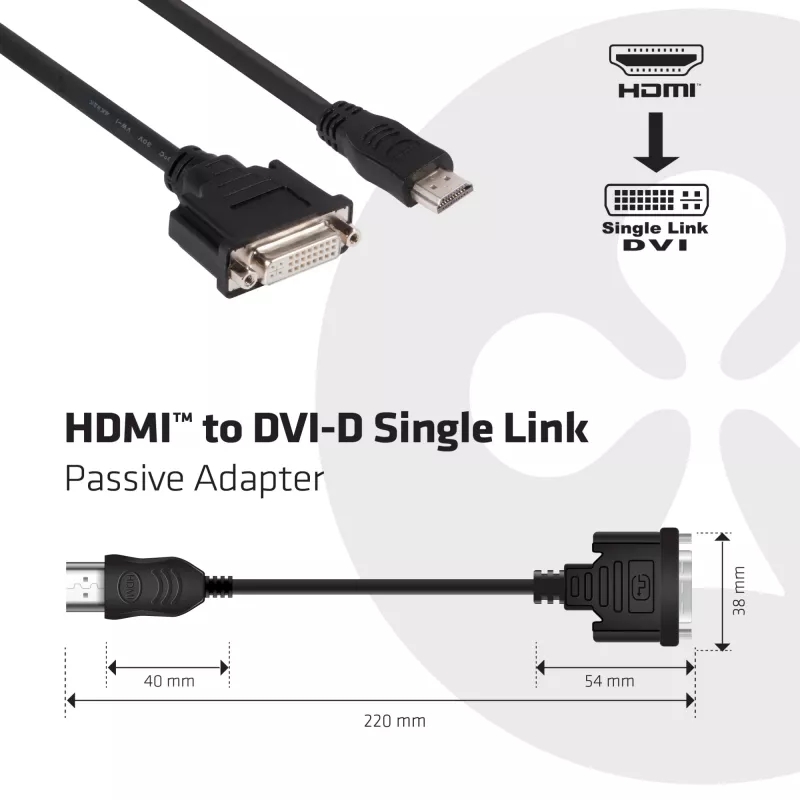 Adaptador pasivo CLUB3D HDMI a DVI Single Link 0,40 m HDMI DVI