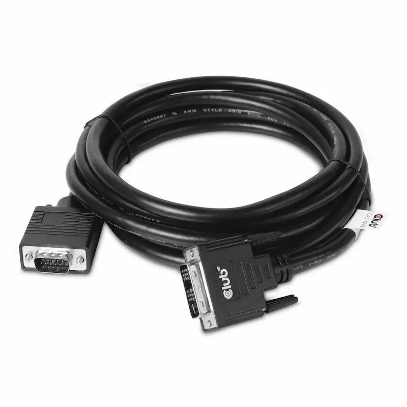 Cable DVI-A a VGA M/M CLUB3D CAC-1243 3m 28 AWG negro