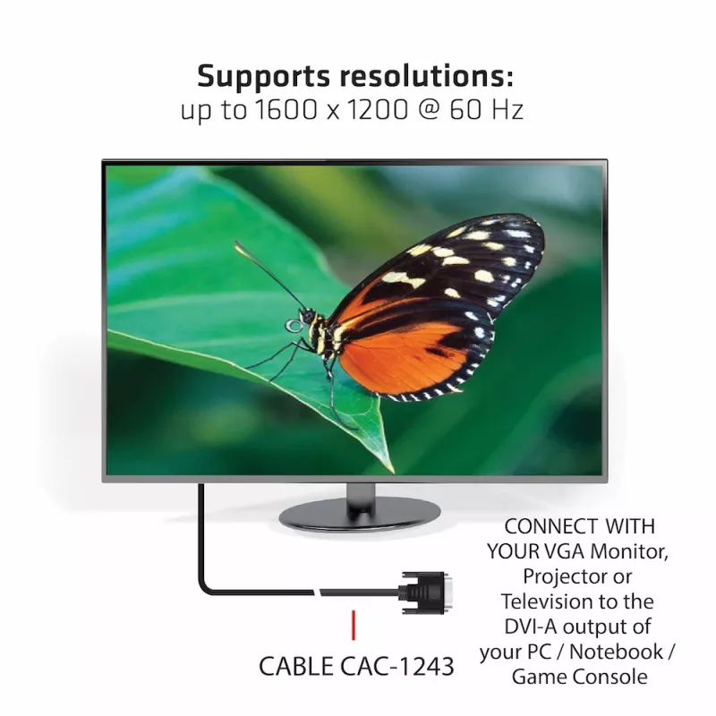 Cable DVI-A a VGA M/M CLUB3D CAC-1243 3m 28 AWG negro