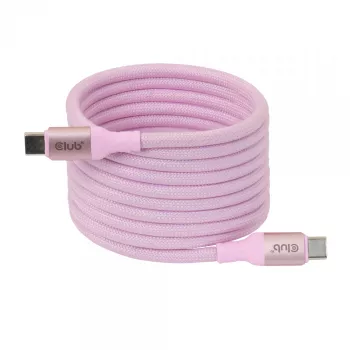 Cable CLUB3D USB-C Magnetic-Coil 240W rosa 2m USB 2.0