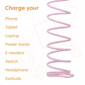 Cable CLUB3D USB-C Magnetic-Coil 240W rosa 2m USB 2.0