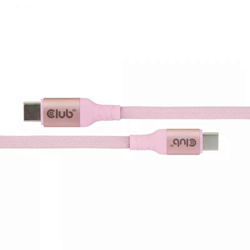 Cable CLUB3D USB-C Magnetic-Coil 240W rosa 2m USB 2.0