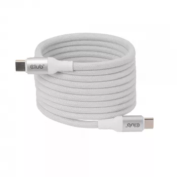Cable USB-C Magnetic-Coil Club 3D CAC-3032 — blanco, diseño de bobina magnética para carga y transferencia de datos