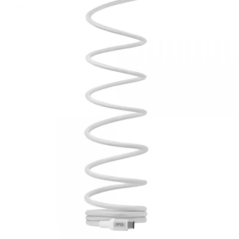 Cable USB-C Magnetic-Coil Club 3D CAC-3032 — blanco, diseño de bobina magnética para carga y transferencia de datos