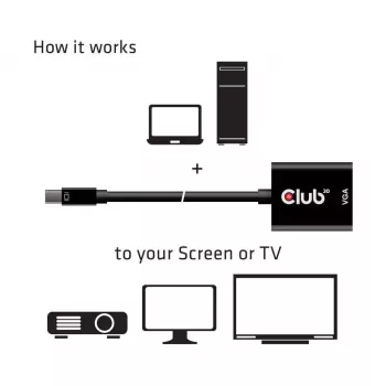 Adaptador activo CLUB3D MiniDisplayPort™ a VGA negro M/H