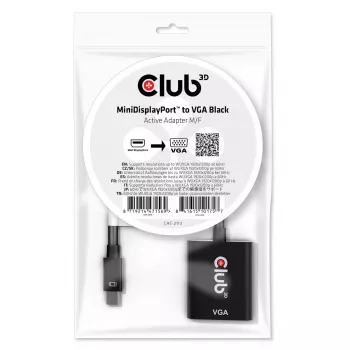 Adaptador activo CLUB3D MiniDisplayPort™ a VGA negro M/H