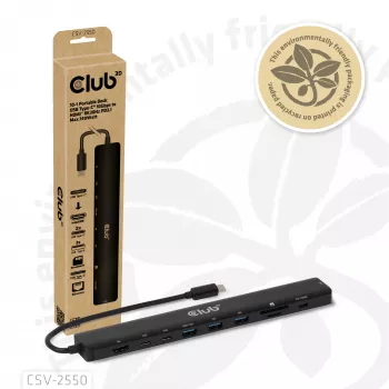 Dock portátil CLUB3D 10-1 USB Type-C® 10Gbps a HDMI™ 8K30Hz PD3.1 máx. 140 vatios