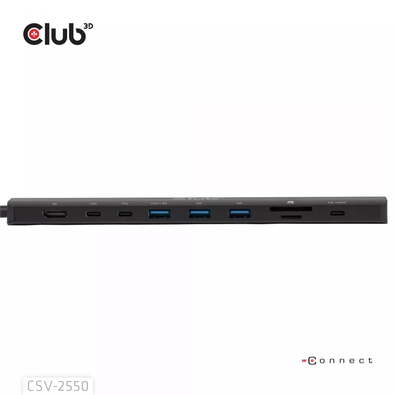 Dock portátil CLUB3D 10-1 USB Type-C® 10Gbps a HDMI™ 8K30Hz PD3.1 máx. 140 vatios
