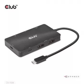 HUB CLUB3D USB Gen2 Type-C a Dual DisplayPort 4k60Hz 7-en-1