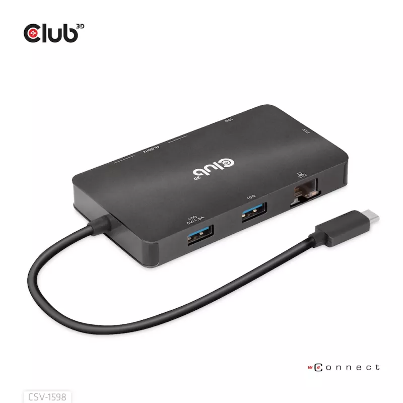 HUB CLUB3D USB Gen2 Type-C a Dual DisplayPort 4k60Hz 7-en-1