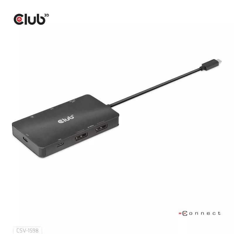 HUB CLUB3D USB Gen2 Type-C a Dual DisplayPort 4k60Hz 7-en-1