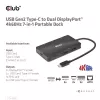 HUB CLUB3D USB Gen2 Type-C a Dual DisplayPort 4k60Hz 7-en-1