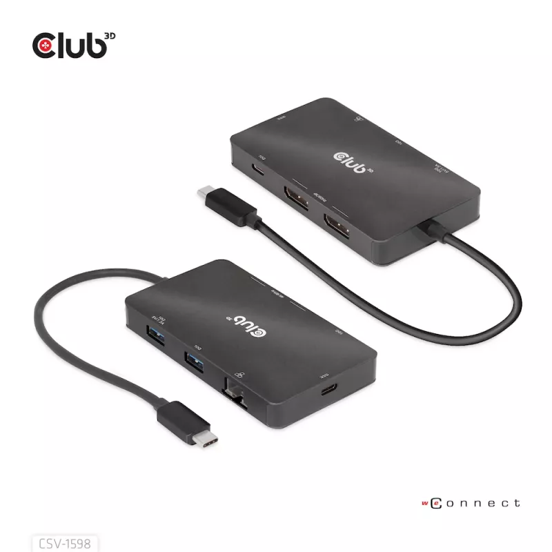 HUB CLUB3D USB Gen2 Type-C a Dual DisplayPort 4k60Hz 7-en-1