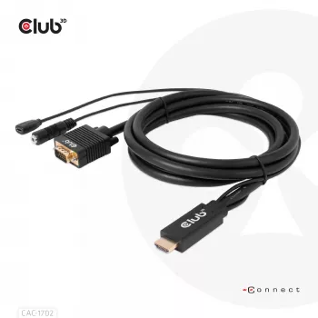 Cable CLUB3D HDMI a VGA M/M 2m 28AWG