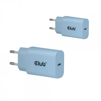 Cargador USB-C CLUB3D pack de 2 30 vatios blanco, interior, AC, azul