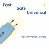 Cargador USB-C CLUB3D pack de 2 30 vatios blanco, interior, AC, azul