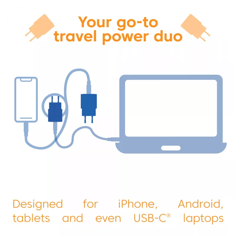 Cargador USB-C CLUB3D pack de 2 30 vatios blanco, interior, AC, azul