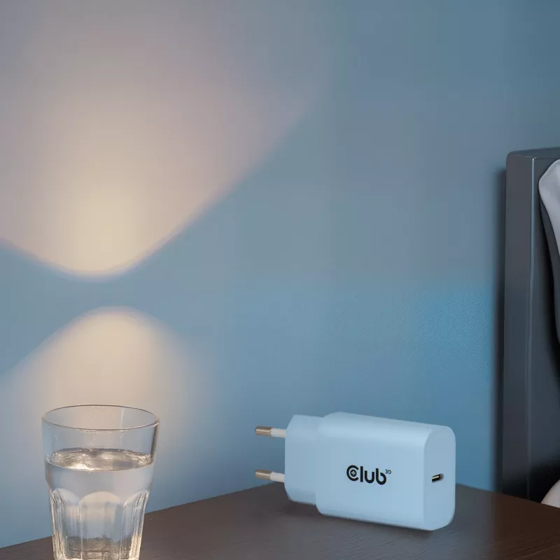 Cargador USB-C CLUB3D pack de 2 30 vatios blanco, interior, AC, azul