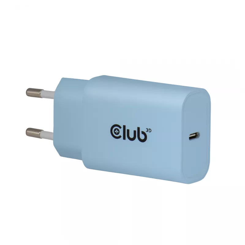 Cargador USB-C CLUB3D pack de 2 30 vatios blanco, interior, AC, azul