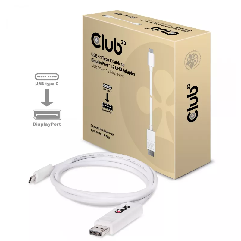 Adaptador CLUB3D cable USB 3.1 tipo C a DisplayPort 1.2 UHD