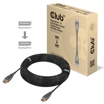CLUB3D DisplayPort 1.4 Cable Óptico Activo Unidireccional 4K120Hz 8K60Hz M/M 20m/65.62ft