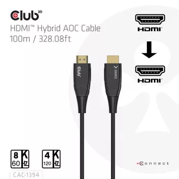 Cable AOC CLUB3D CAC-1394 Ultra High Speed 4K120Hz/8K60Hz unidireccional M/M 100m