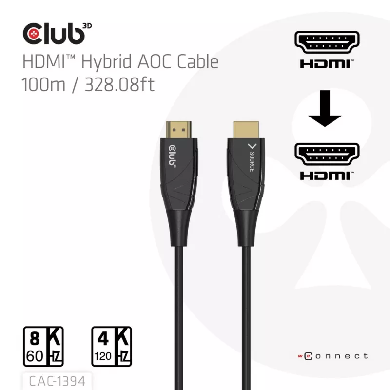 Cable AOC CLUB3D CAC-1394 Ultra High Speed 4K120Hz/8K60Hz unidireccional M/M 100m
