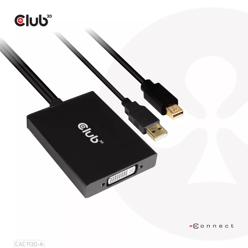 Adaptador activo CLUB3D Mini DisplayPort a Dual Link DVI, versión HDCP OFF para Apple Cinema Displays