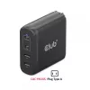 Cargador de viaje CLUB3D 100W tecnología GaN, cuatro puertos USB Type-A(2x) y -C(2x), compatibilidad con Power Delivery(PD) 3.0