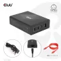 Cargador de viaje CLUB3D 132W tecnología GaN, cuatro puertos USB Type-A y -C, compatibilidad con Power Delivery (PD) 3.0
