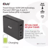 Cargador de viaje CLUB3D 132W tecnología GaN, cuatro puertos USB Type-A y -C, compatibilidad con Power Delivery (PD) 3.0