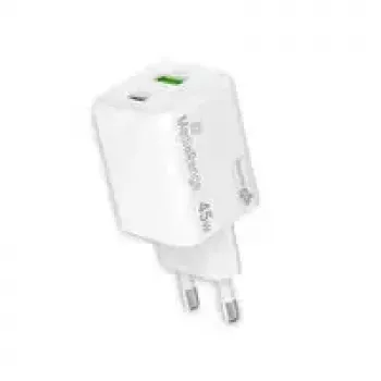 Cargador de interior USB-C 45W AC MediaRange MRMA113-2 para smartphone y tablet, blanco, entrada 100–240 V
