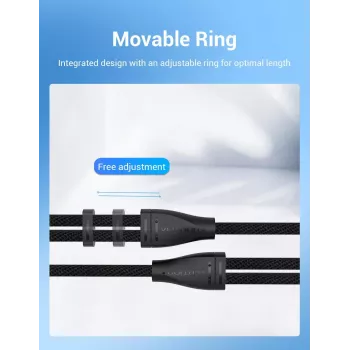 Cable adaptador de audio Vention 2×3,5 mm macho a conector hembra de 3,5 mm de 4 polos, 0,3 m, negro