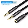 Cable adaptador de audio Vention 2×3,5 mm macho a conector hembra de 3,5 mm de 4 polos, 0,3 m, negro