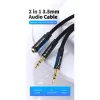 Cable adaptador de audio Vention 2×3,5 mm macho a conector hembra de 3,5 mm de 4 polos, 0,3 m, negro